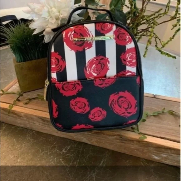 Betsey Johnson Black And White Striped Roses Backpack With Bow Betsey Johnson Women main image 3